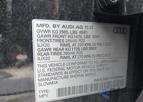 2023 Audi Q7 Premium Plus 55 Tfsi Quattro Tiptronic from USA, damaged, VIN WA1LXBF77PD005041